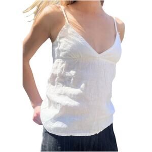 Brandy Melville Edith Y2K Light Blue White Linen Tank Top XS A003126